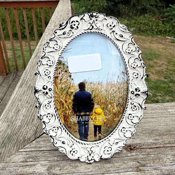 NEW Shabby Chic Distressed Style White Black 4x6in Picture Frame - Picture 1 of 4